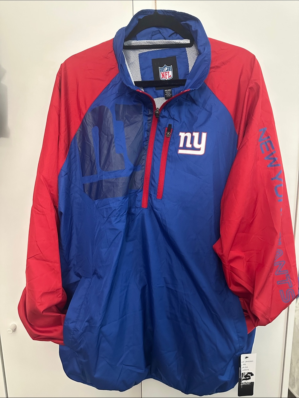 NFL Blue and Red New York Giants Pullover Windbreaker
